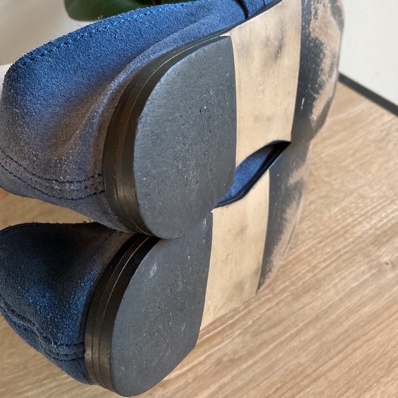 Anthropologie Klub Nico Gabbie Ruffled Blue Suede Flats, 38 / US 9 - Picture 10 of 12